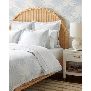 Serena & Lily Pale Blue and White Palm-Print Duvet Cover